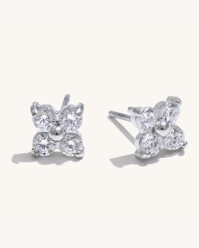 Brinco Flor Shiny Zircônia