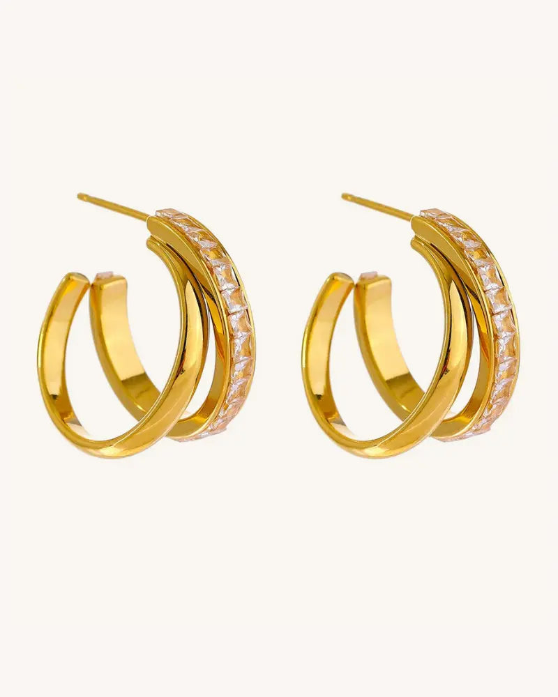 Brinco de Argola Dupla Strass