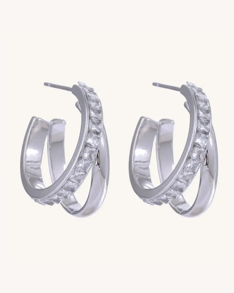 Brinco de Argola Dupla Strass