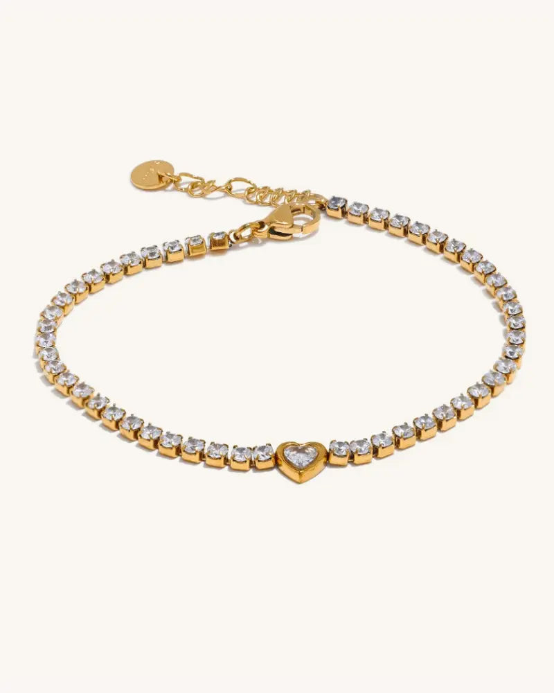 Pulseira Cravejada Coração Cintilante