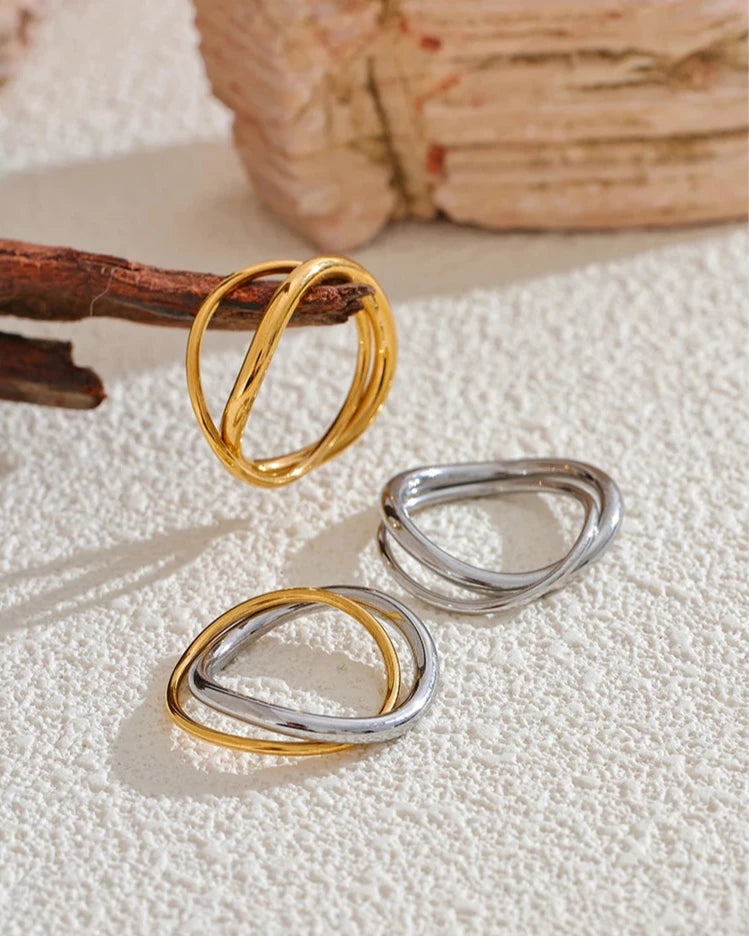 Anel Feminino JUVICI de Ouro 18k e Prata Esterlina