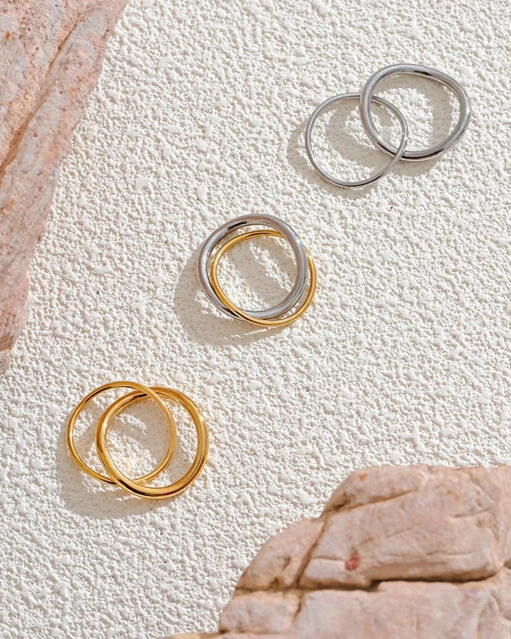 Anel Feminino JUVICI de Ouro 18k e Prata Esterlina