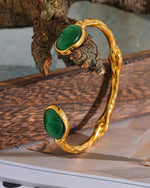 Carregar imagem na visualização da galeria, Bracelete Pedra Natural Dupla Oval
