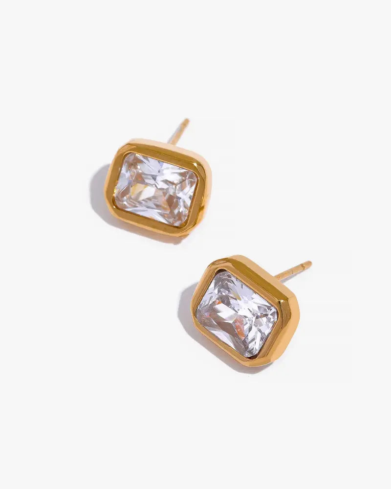 Brinco Stud Square Zircônia