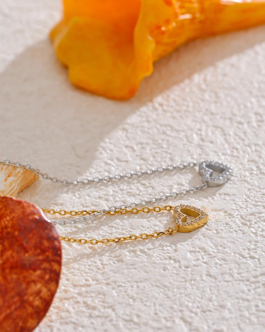 Colar Coração Strass
