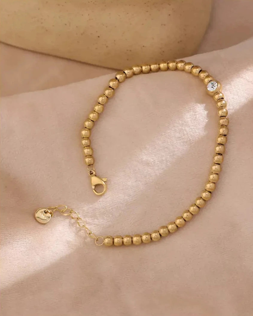 Pulseira de Contas Ponto de Zircônia