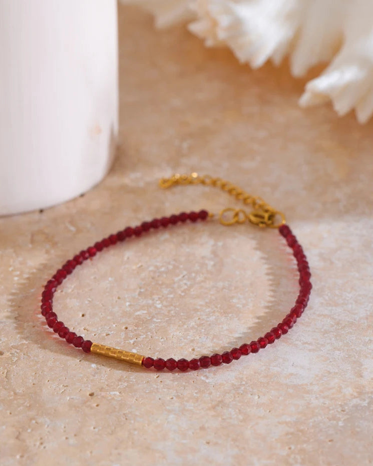 Pulseira Contas Cristal Vermelho