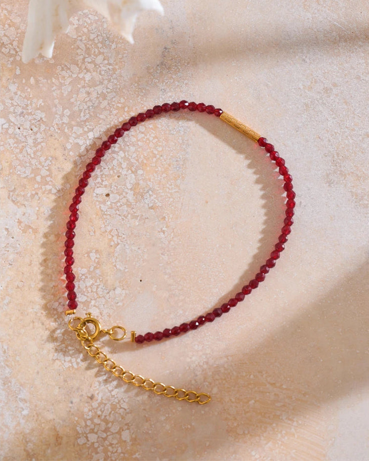 Pulseira Contas Cristal Vermelho