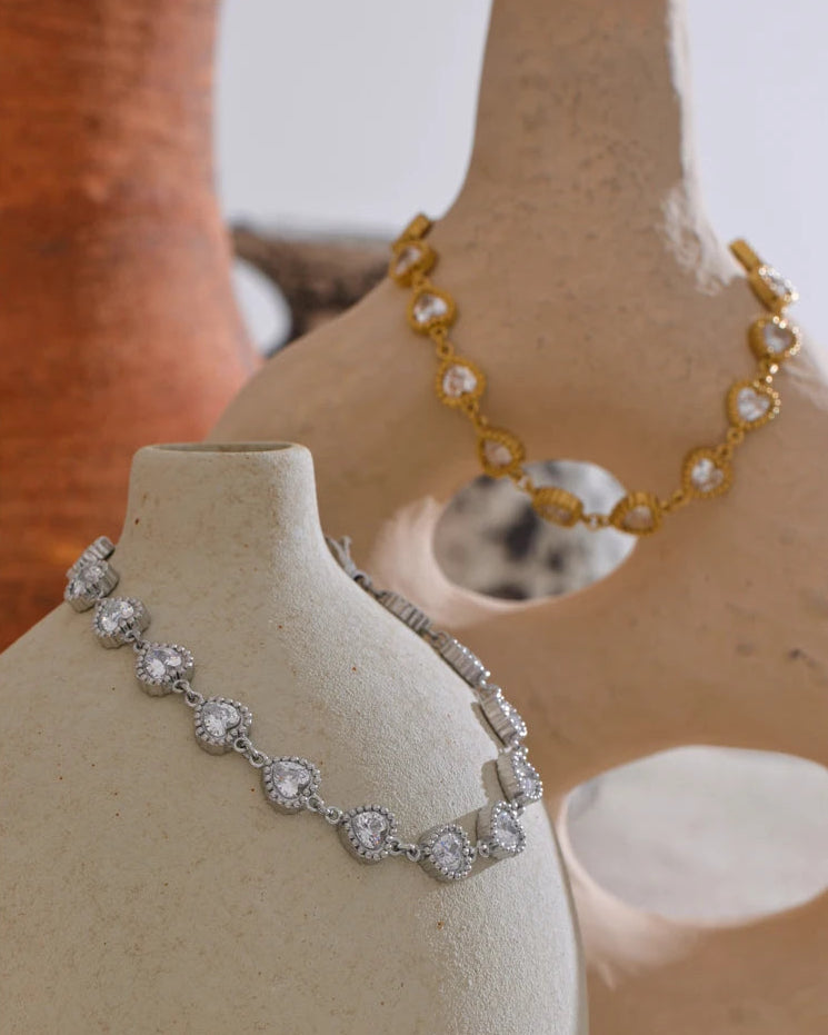 Pulseira Corações de Zircônia