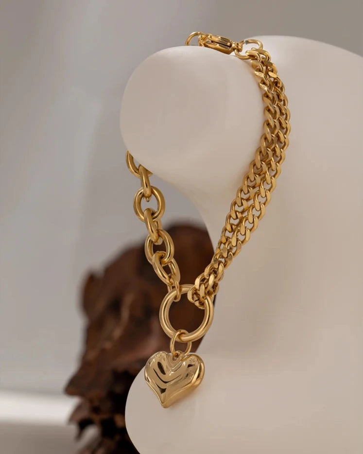 Pulseira Corrente Charm Pendente Coração