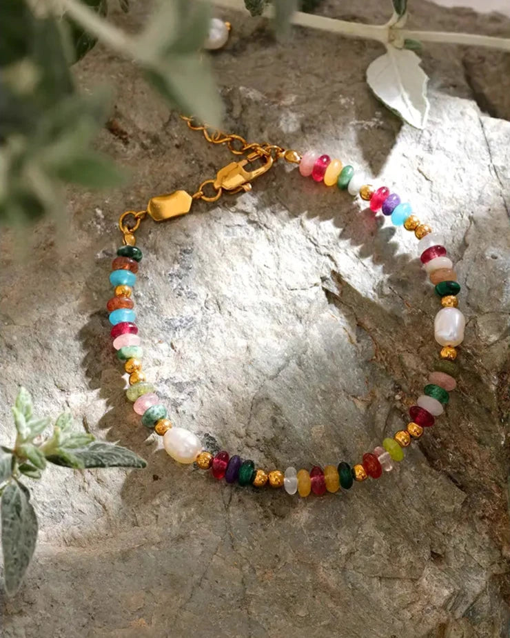 Pulseira Pedras Naturais & Pérola