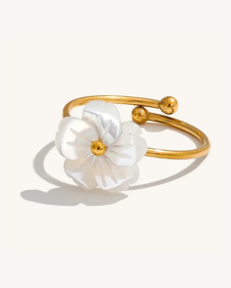 Anel Flor Concha Natural