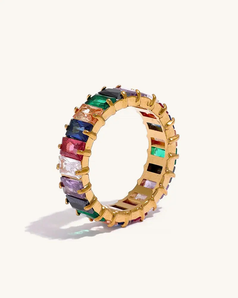 Anel Multicolor Zircônia Texturizado