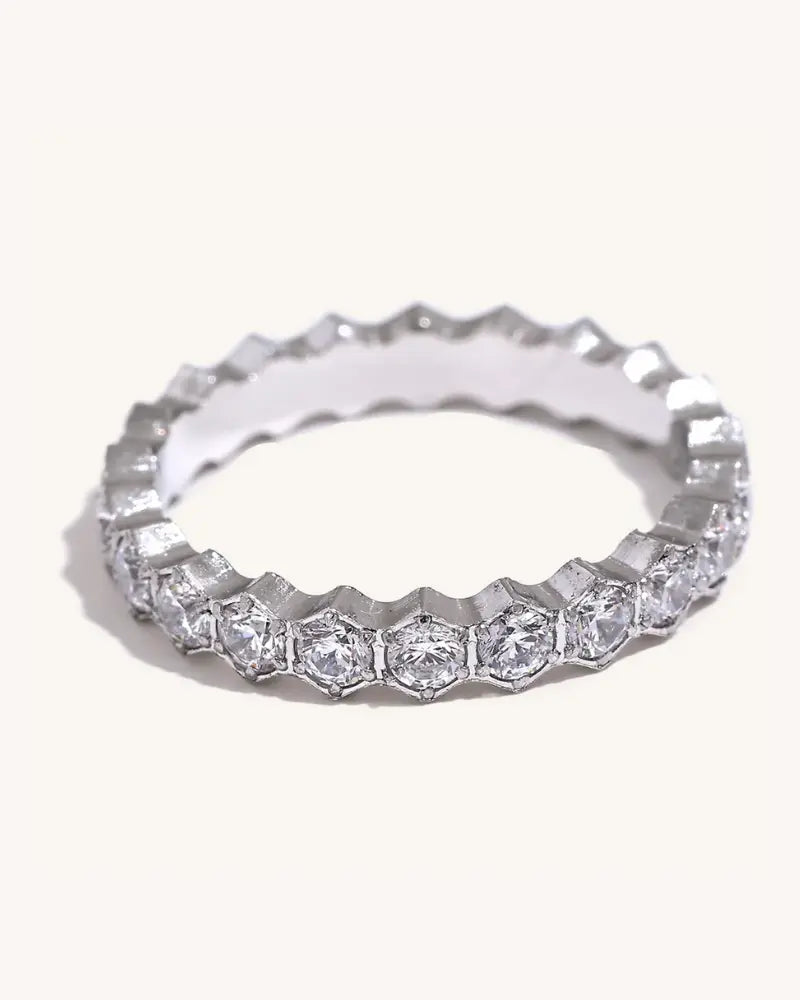 Anel Coroa Hexa Zircônia