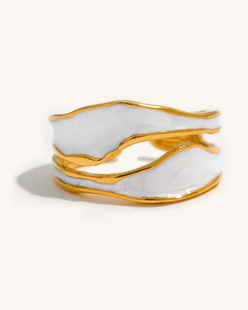 Anel Aberto Lithe Esmalte Branco