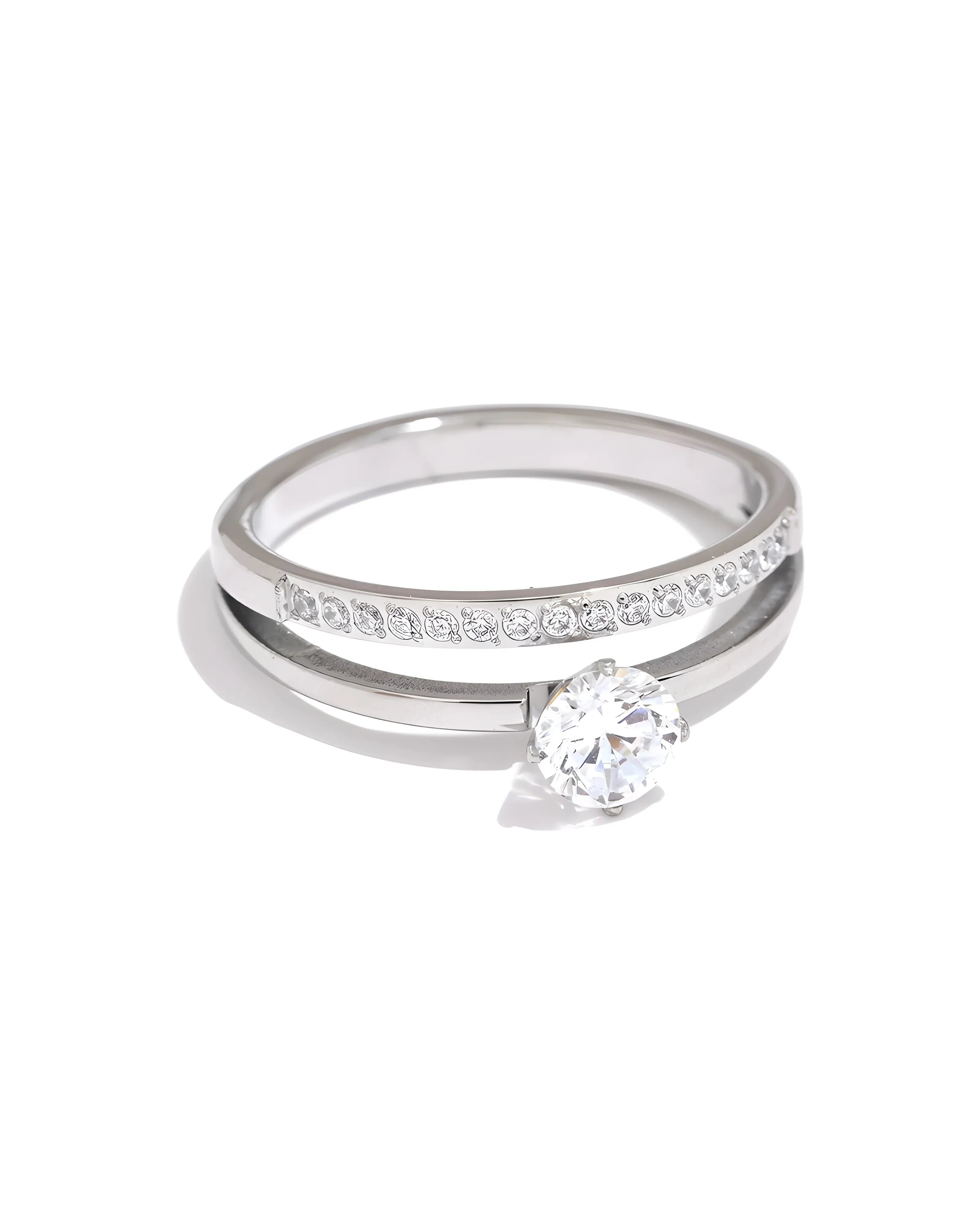 Anel Solitário Duplo Pavê