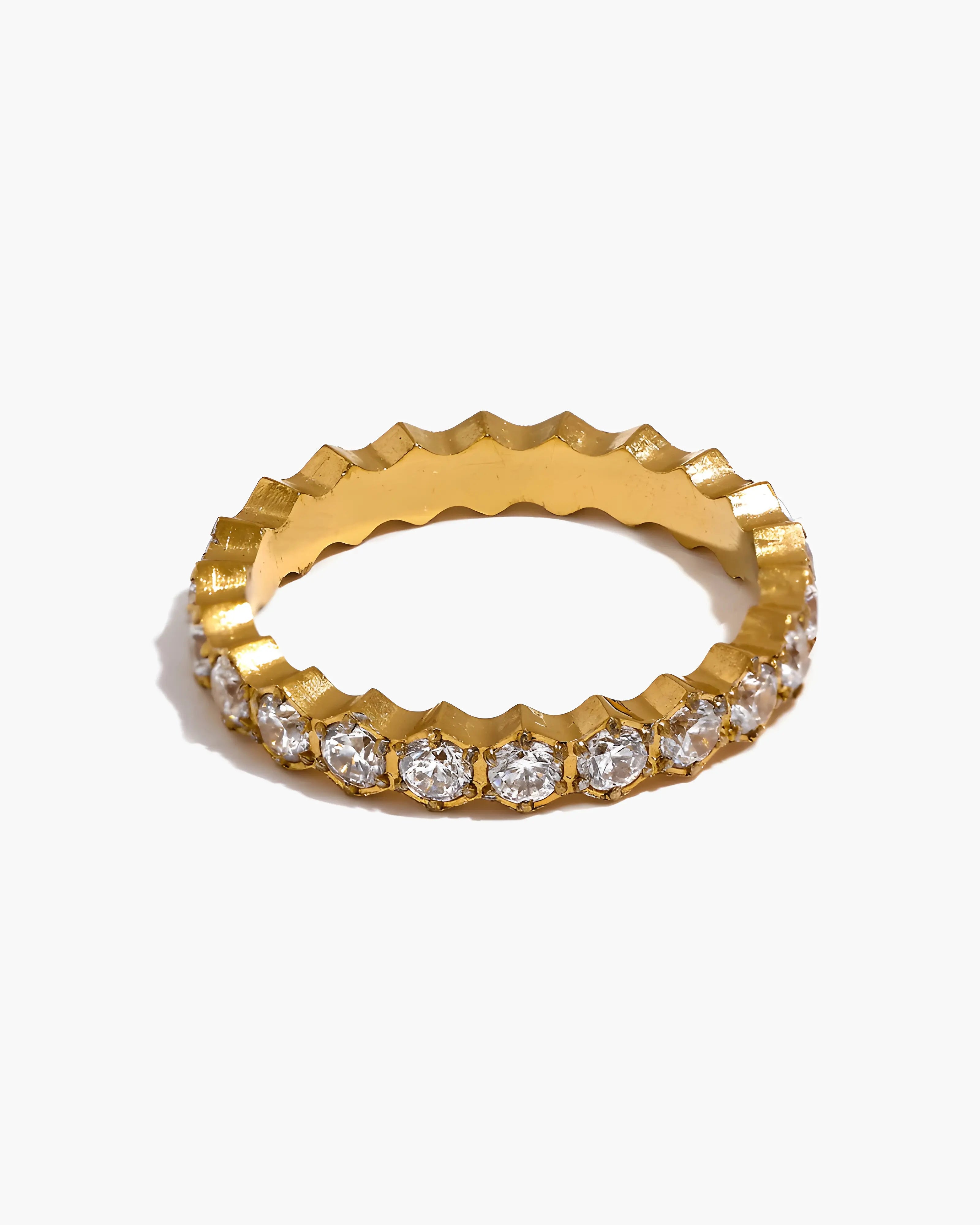 Anel Coroa Hexa Zircônia