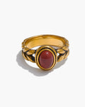Anel Retrô Pedra Natural Vermelha