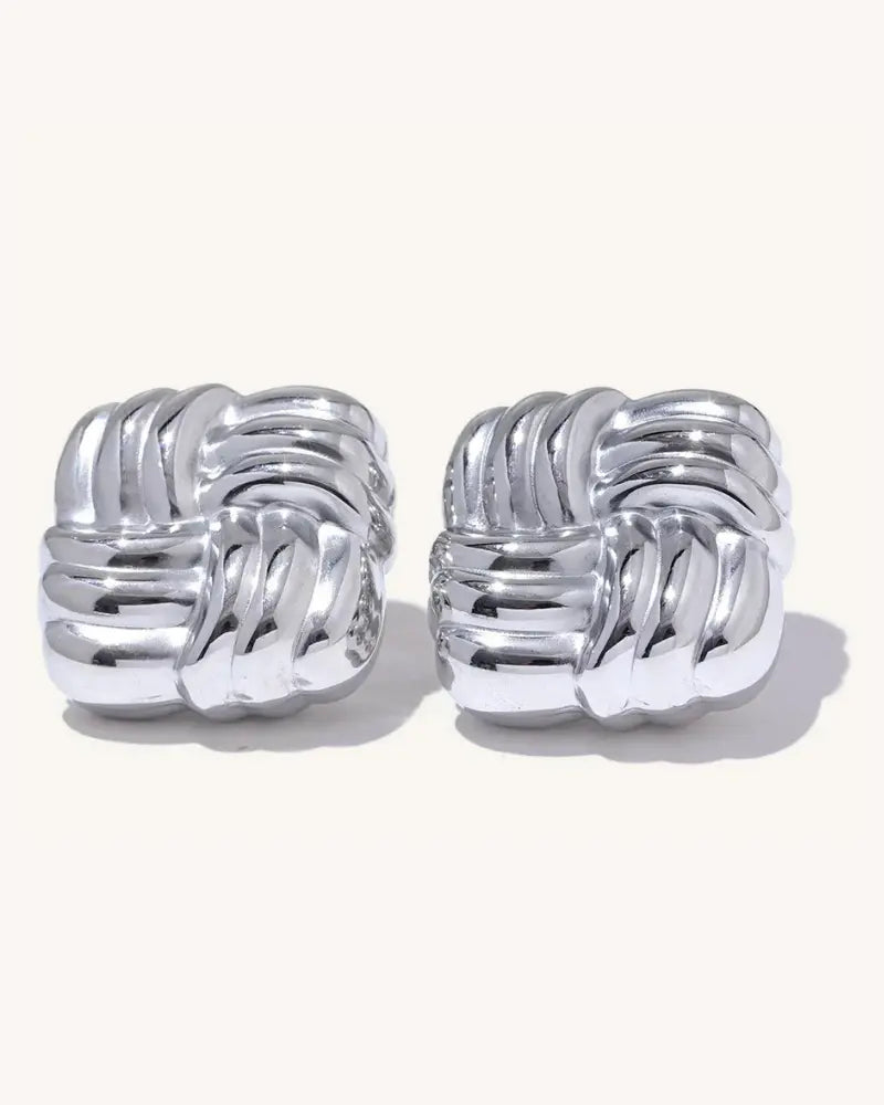Brinco Stud Stripe Quadrado