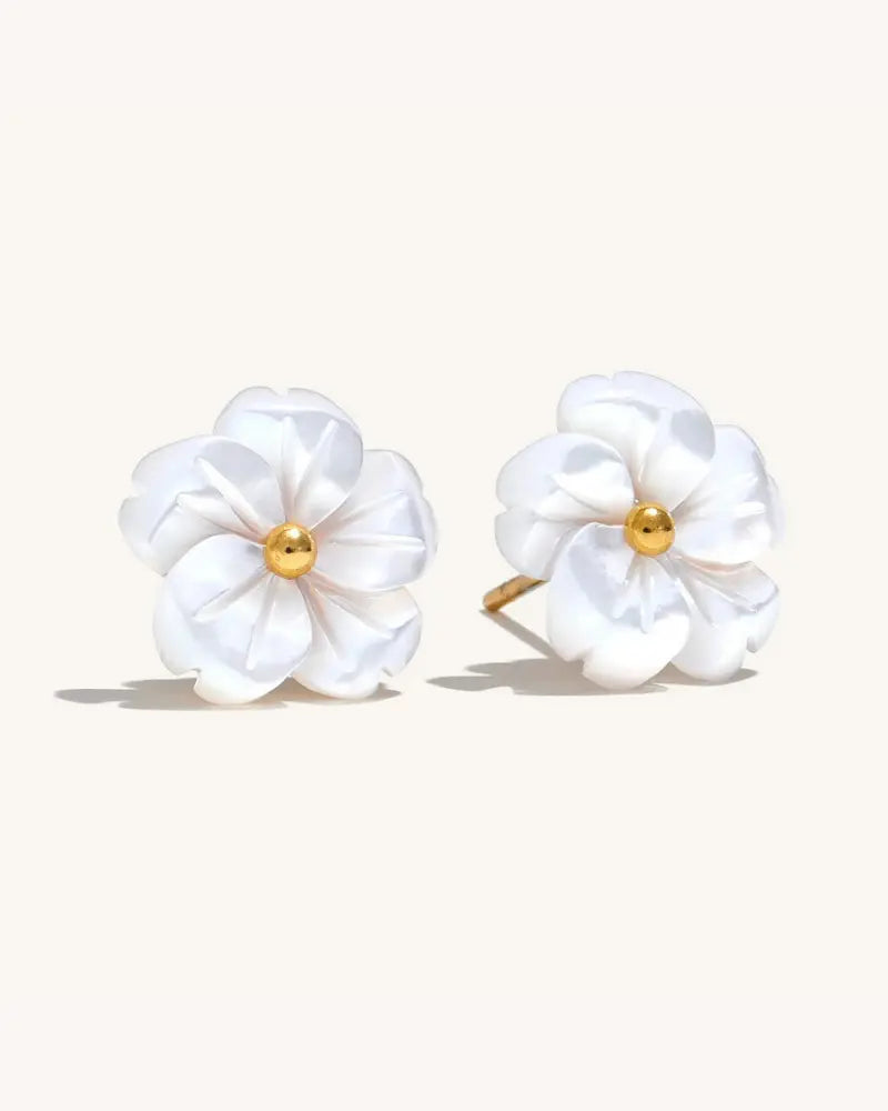 Brinco Flor Concha Natural