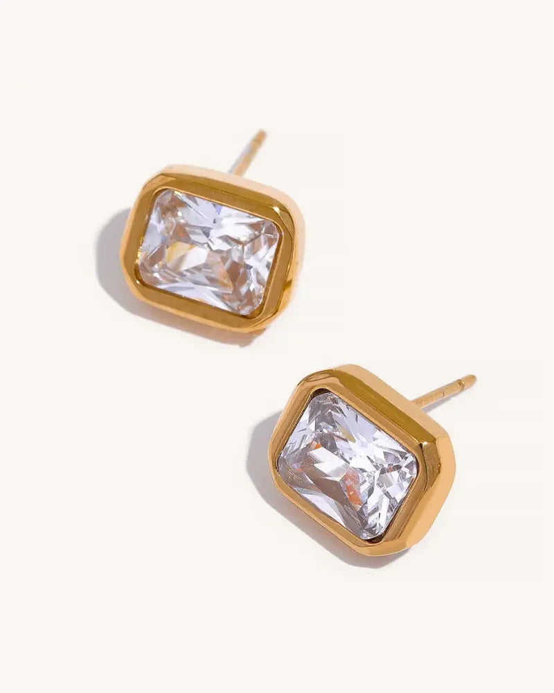 Brinco Stud Square Zircônia