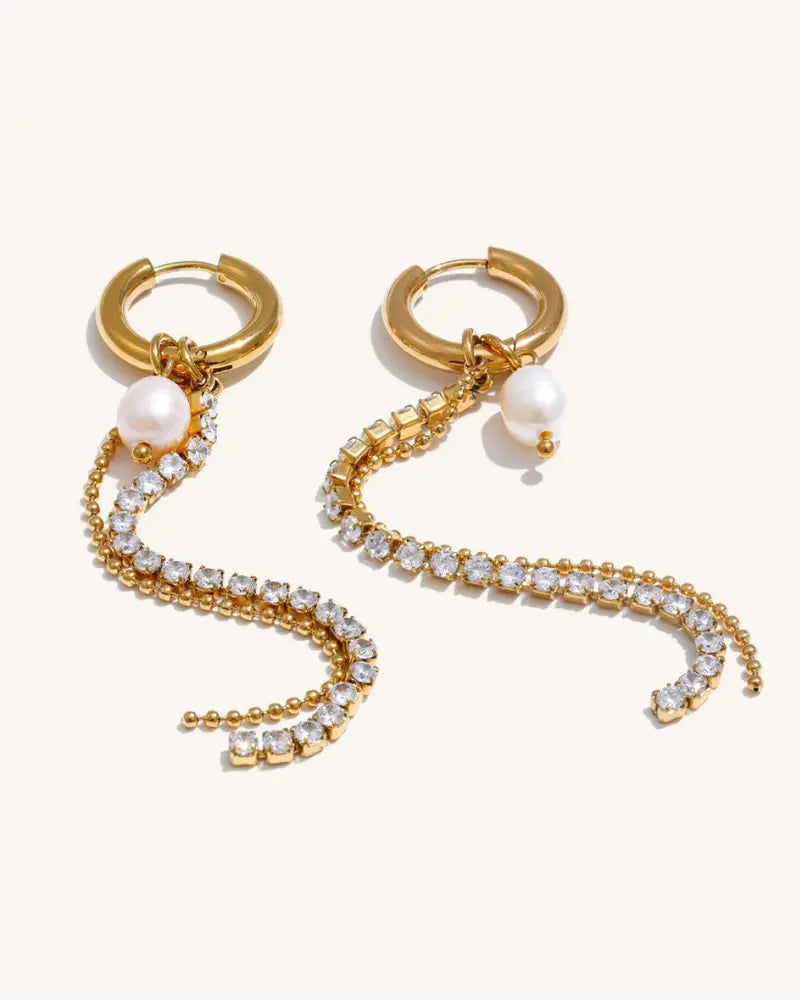 Brinco de Argola Borla Pérola & Zircônia