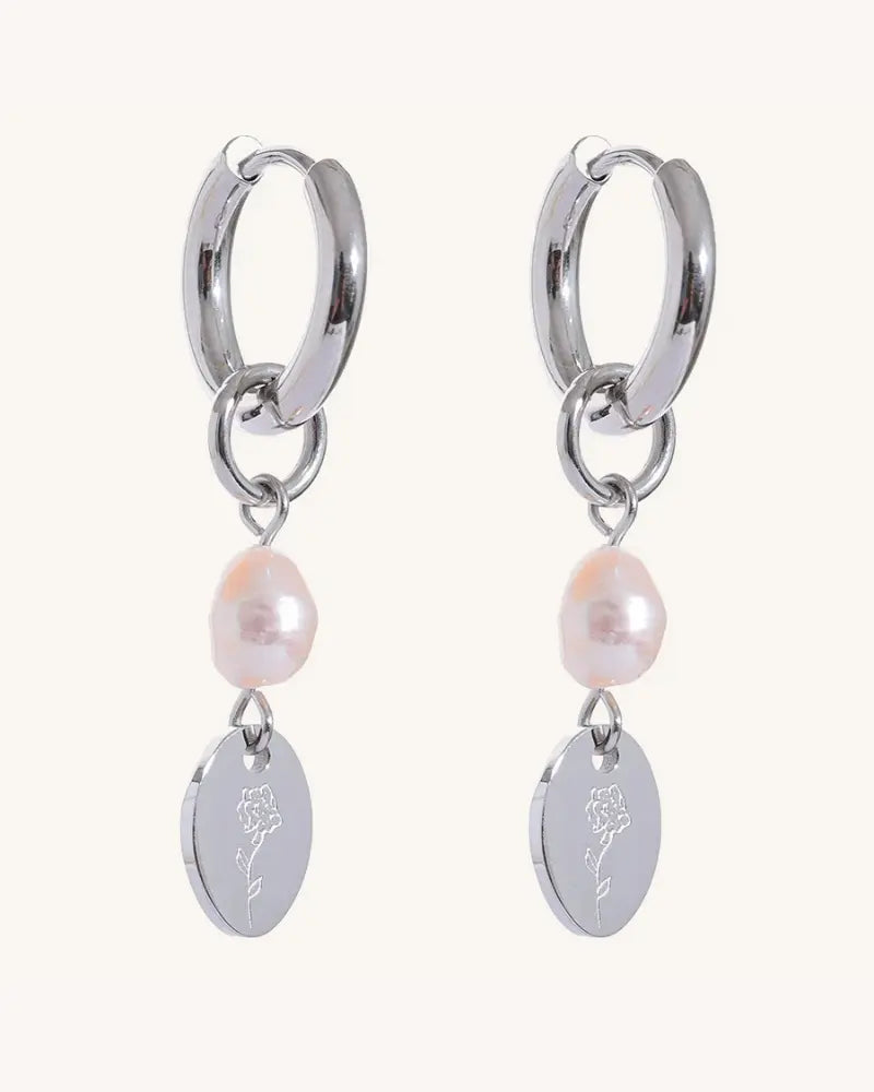 Brinco Pendente Floral Pérola