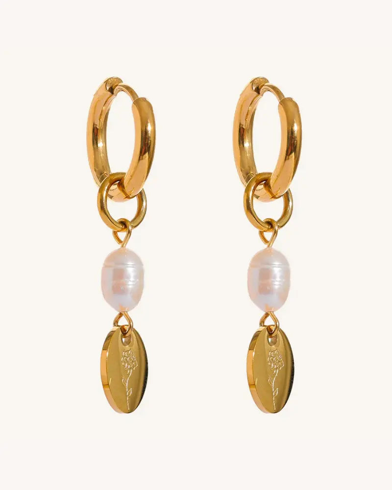 Brinco Pendente Floral Pérola