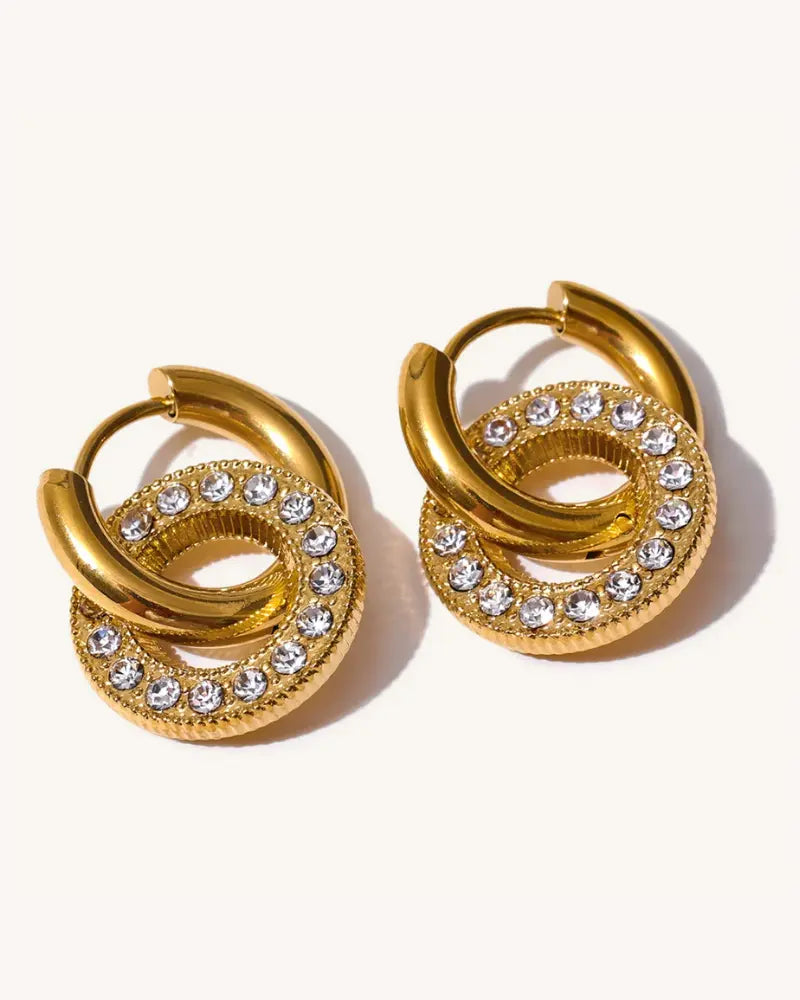 Brinco de Argola Dupla Link Strass