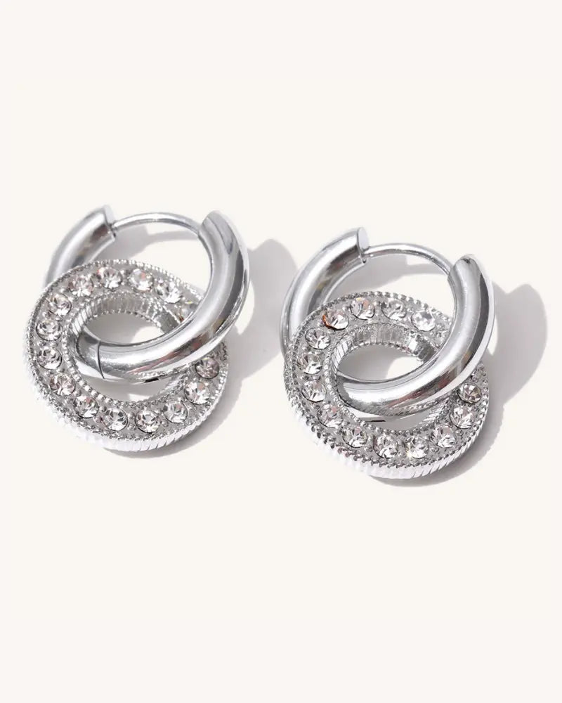 Brinco de Argola Dupla Link Strass