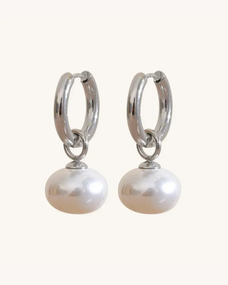 Brinco de Argola Charm Pérola Oval