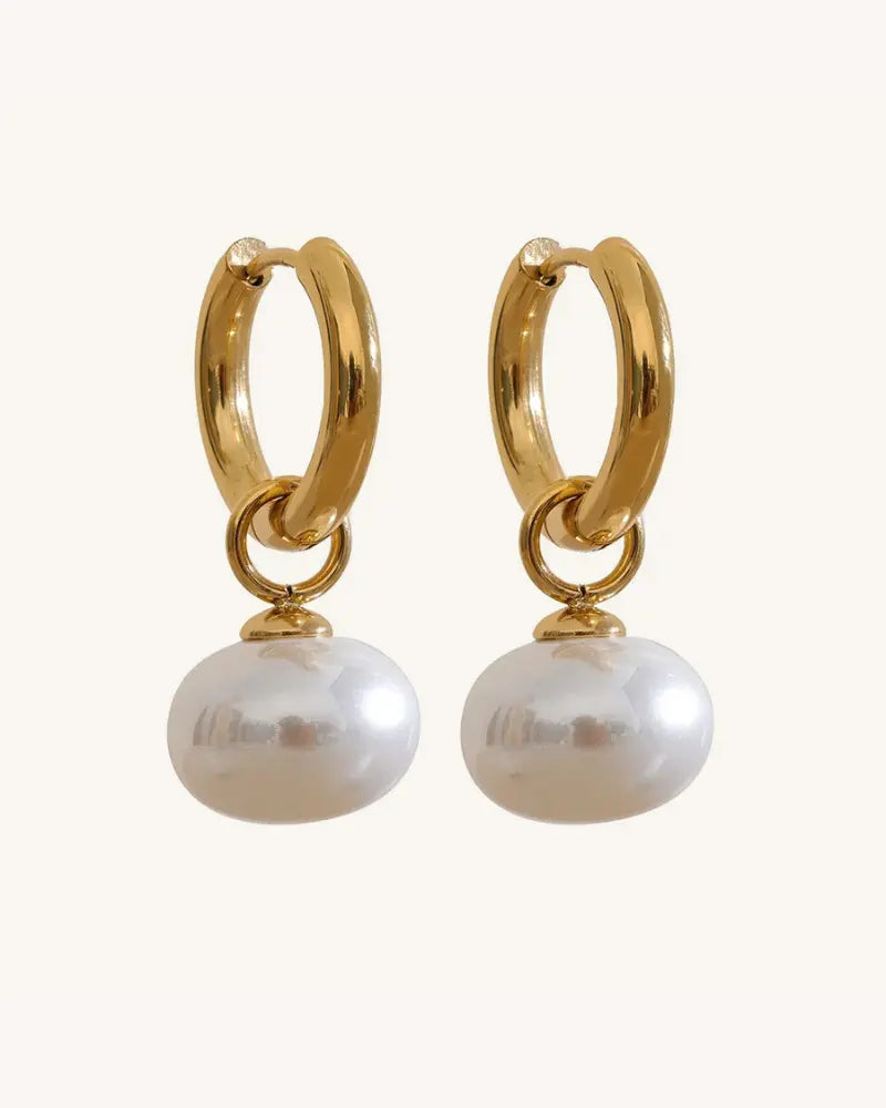 Brinco de Argola Charm Pérola Oval