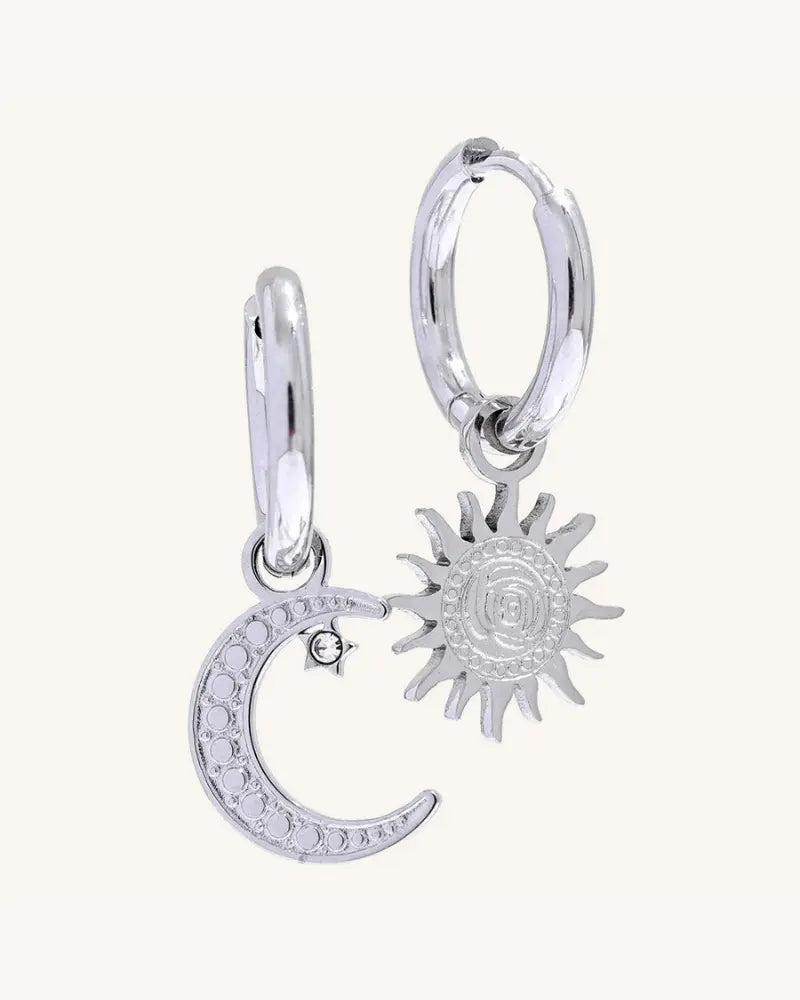 Brinco de Argola Charm Sol & Lua
