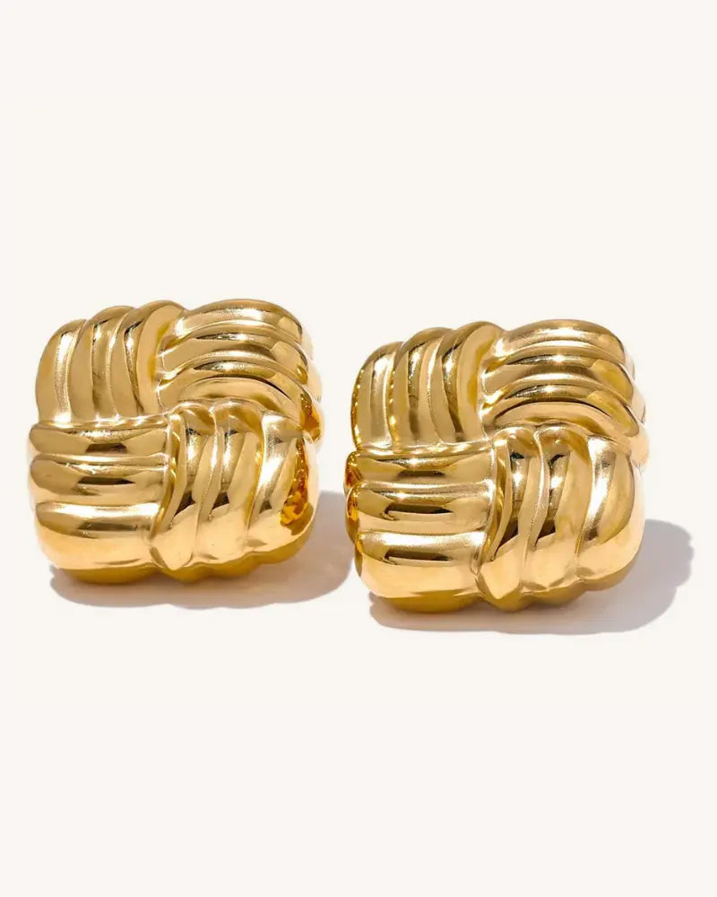Brinco Stud Stripe Quadrado