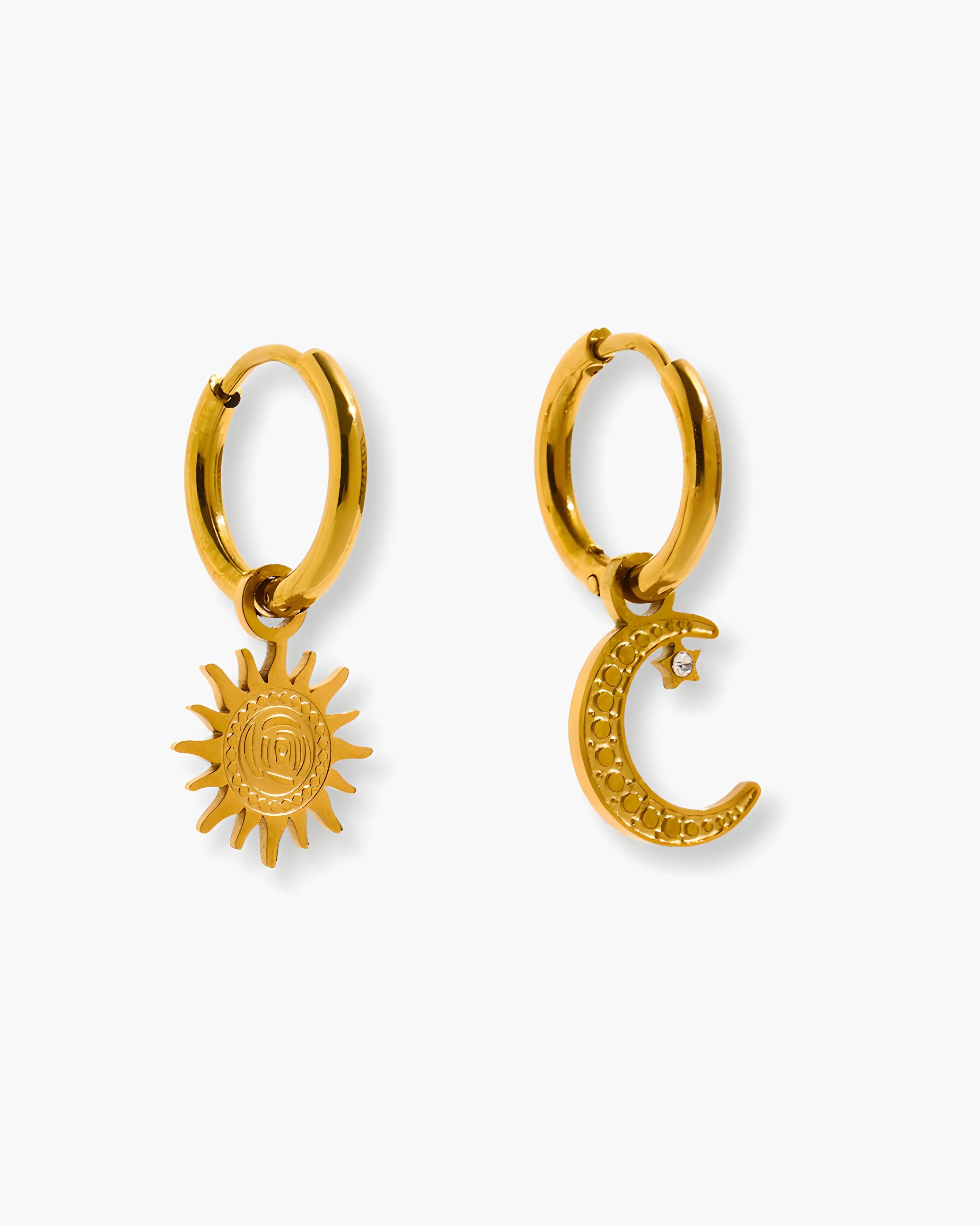 Brinco de Argola Charm Sol & Lua