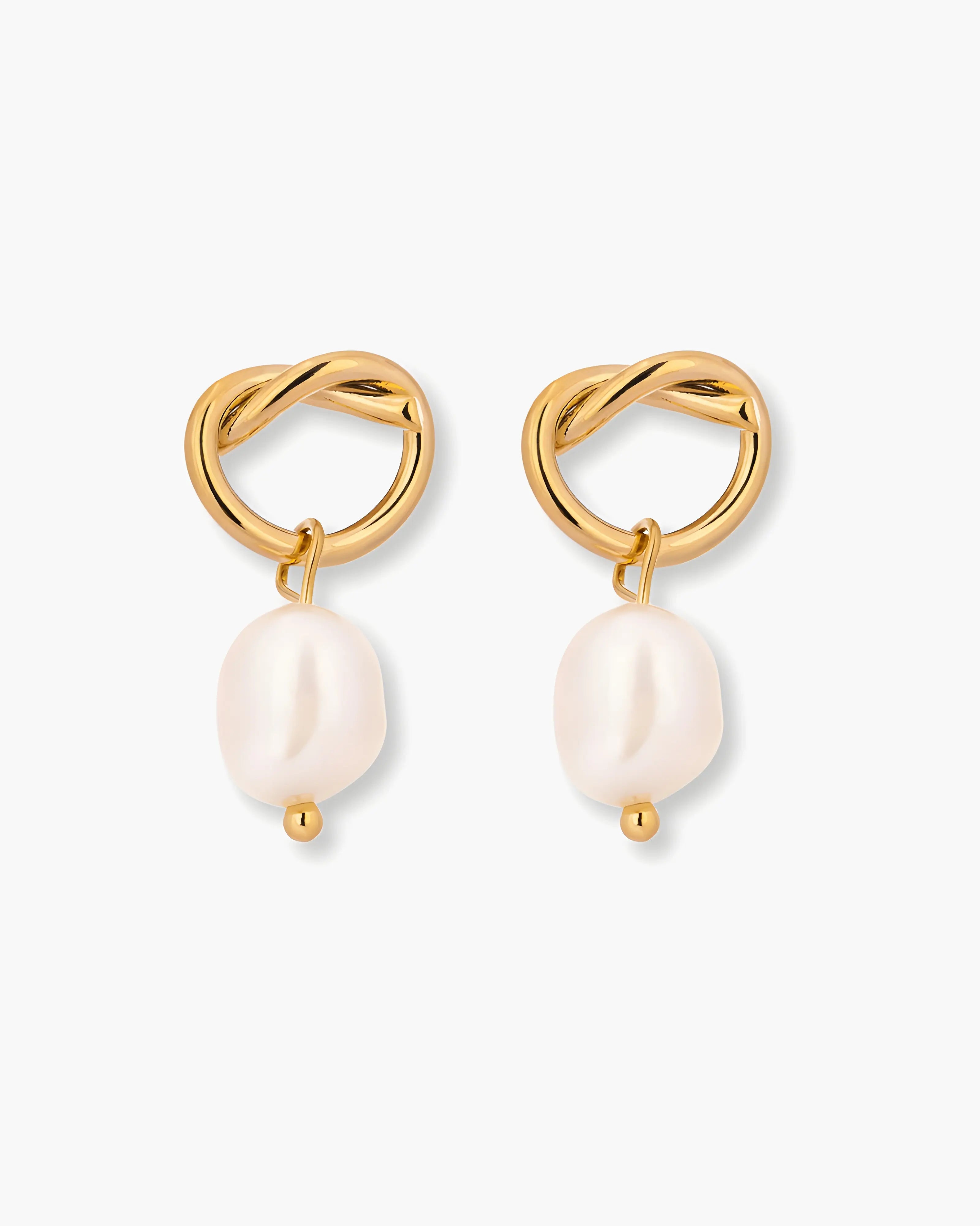 Brinco Pendente Nó Charm Pérola