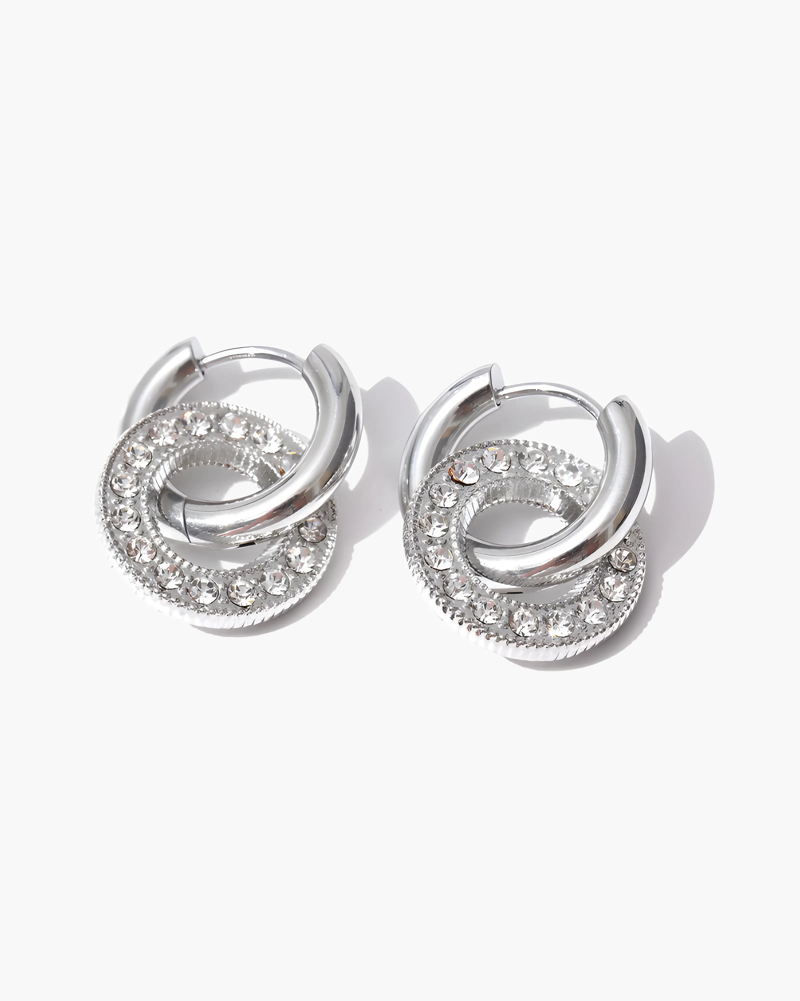 Brinco de Argola Dupla Link Strass