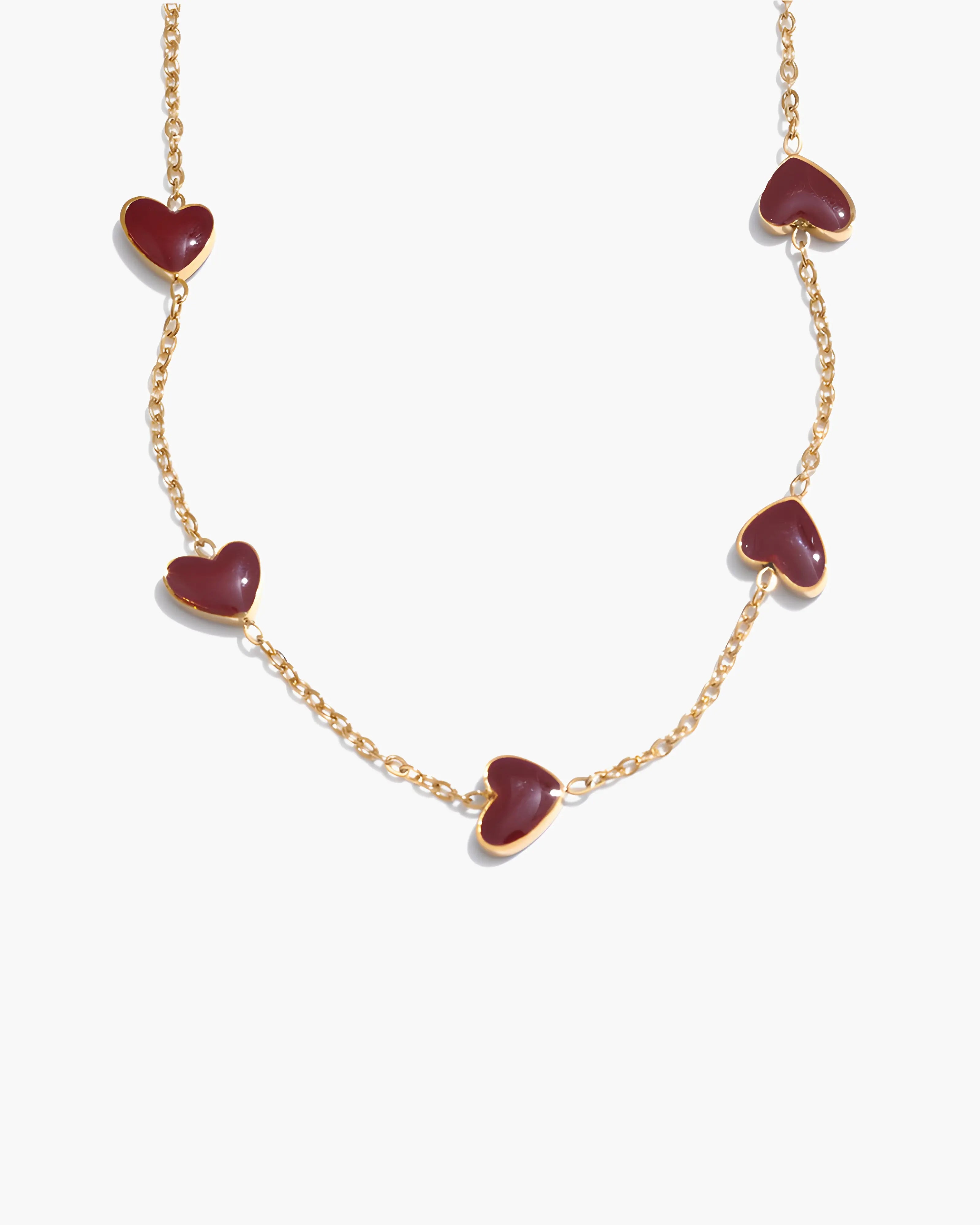 Colar Corações Esmaltados