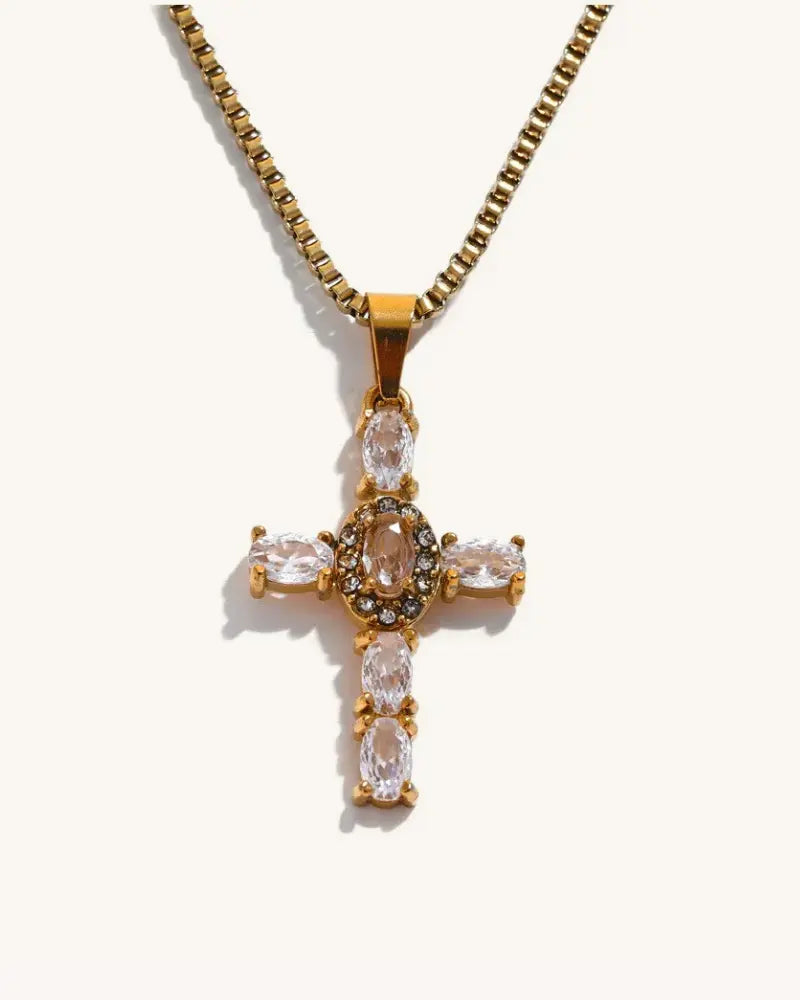 Colar Crucifixo Zircônias Coloridas