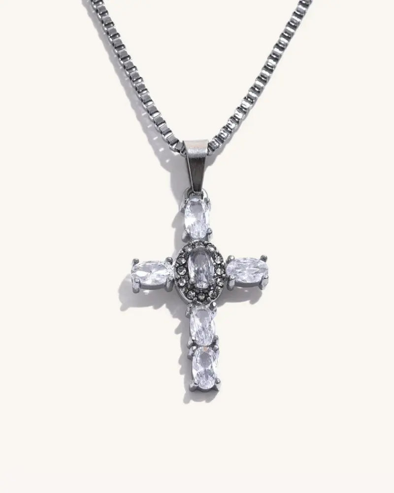 Colar Crucifixo Zircônias Coloridas