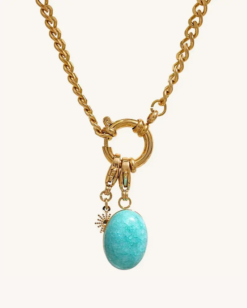 Colar Charms Pedra Natural Azul