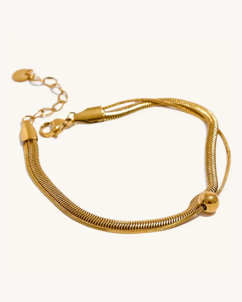 Pulseira Dupla Corrente Snake Esfera