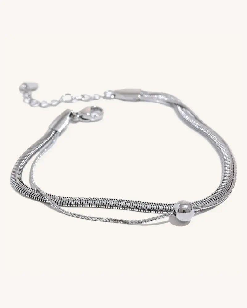 Pulseira Dupla Corrente Snake Esfera