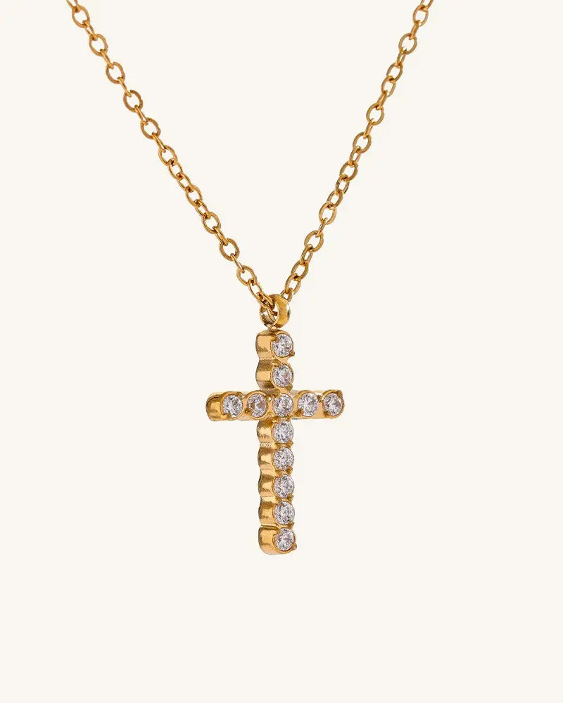 Colar Crucifixo Pavê Zircônia