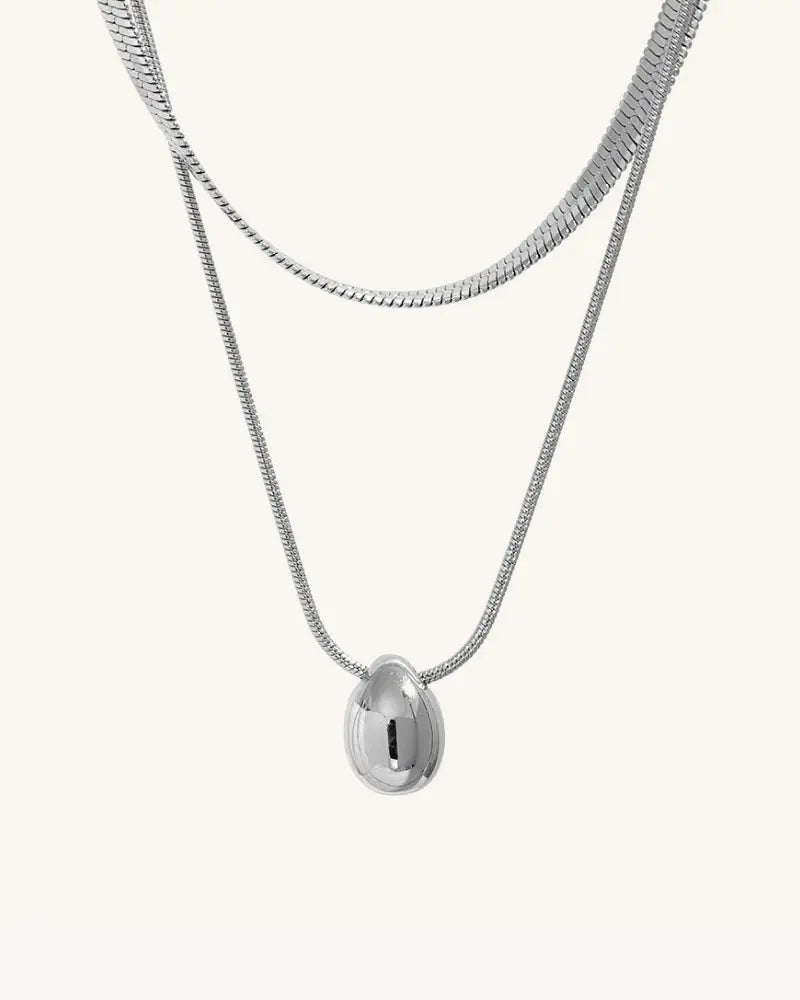 Colar Duplo Corrente Snake Esfera Oval