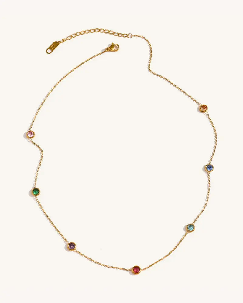 Colar Pontos de Zircônias Coloridas