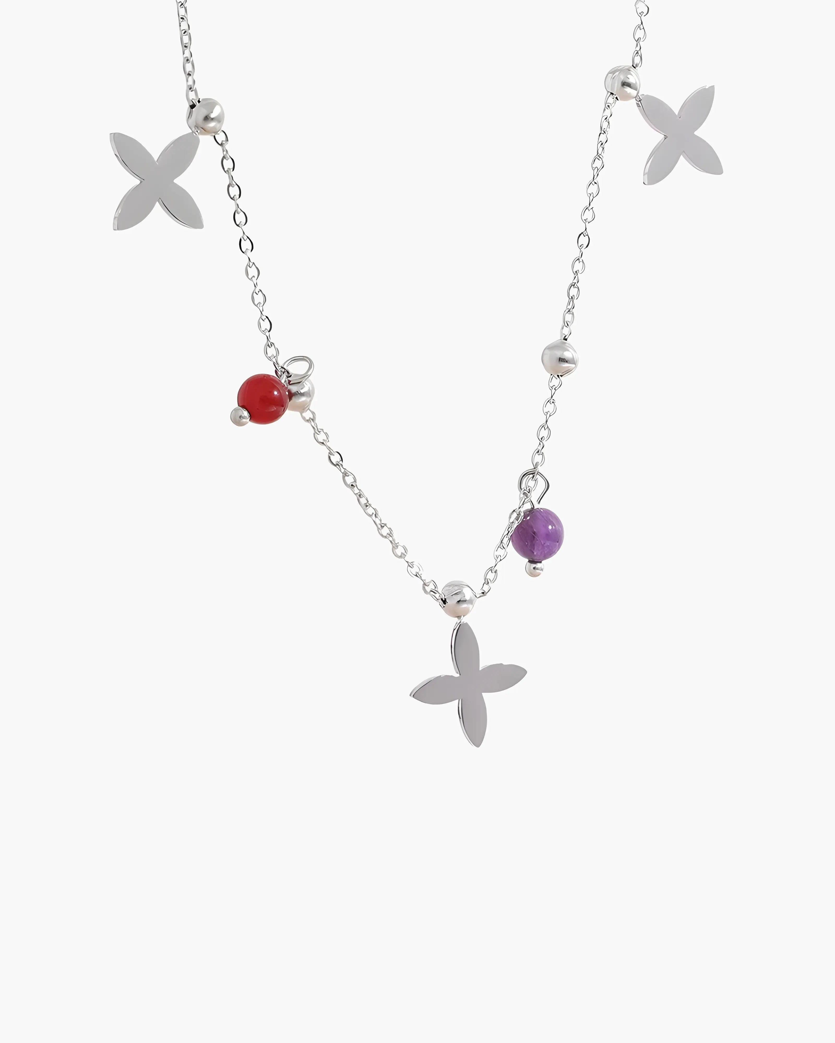 Colar Flor Pedras Naturais