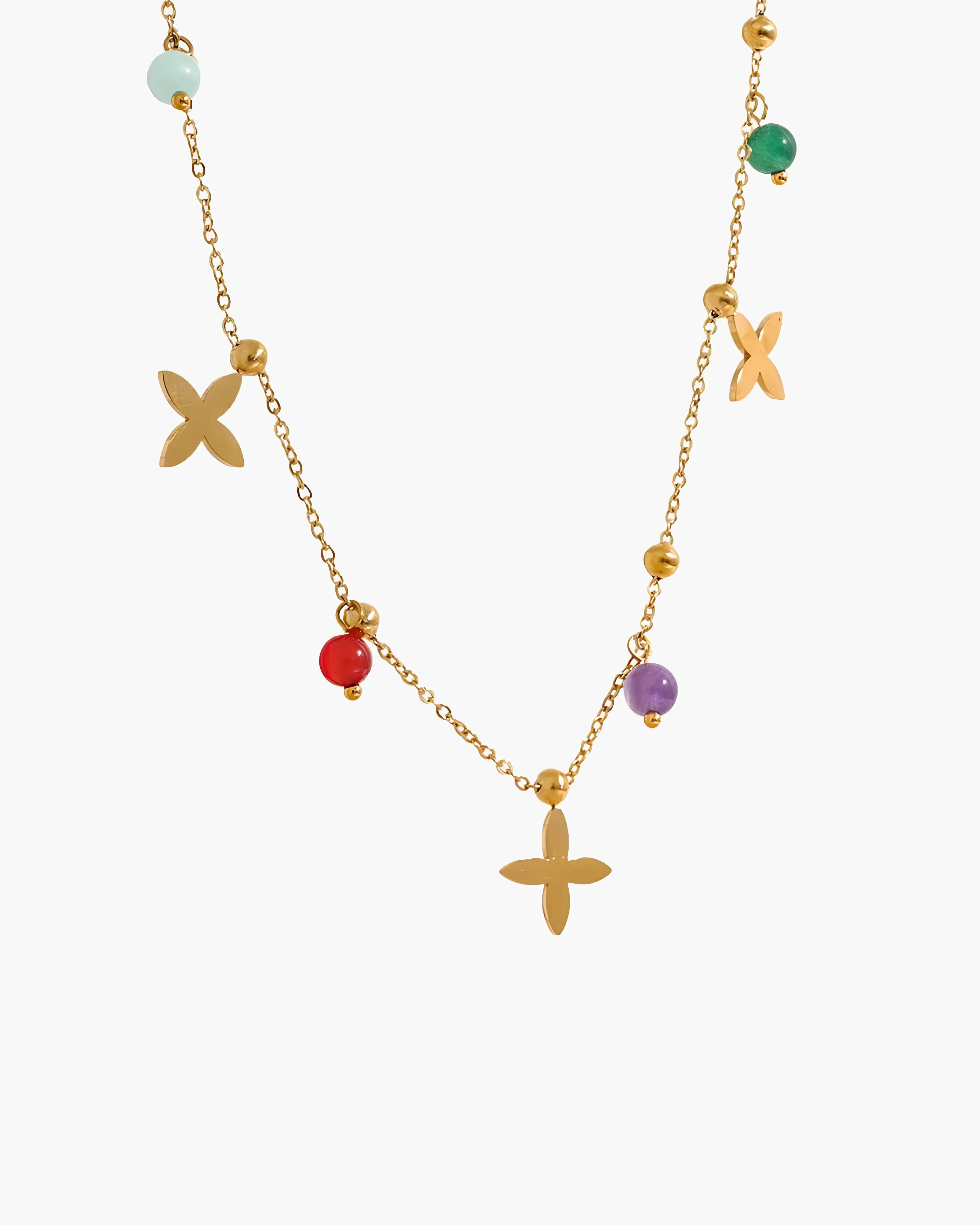 Colar Flor Pedras Naturais