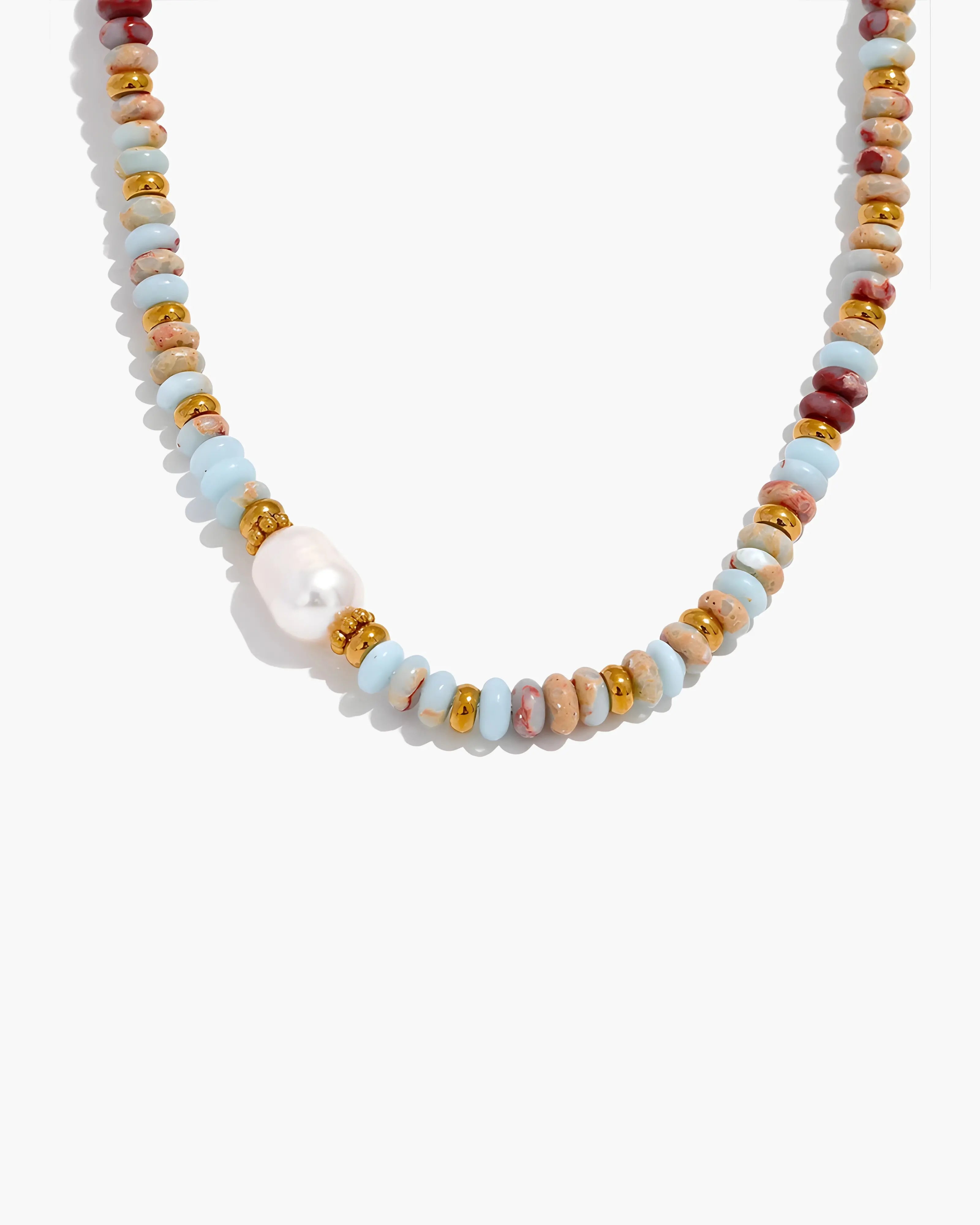 Colar Pérola & Pedras Naturais