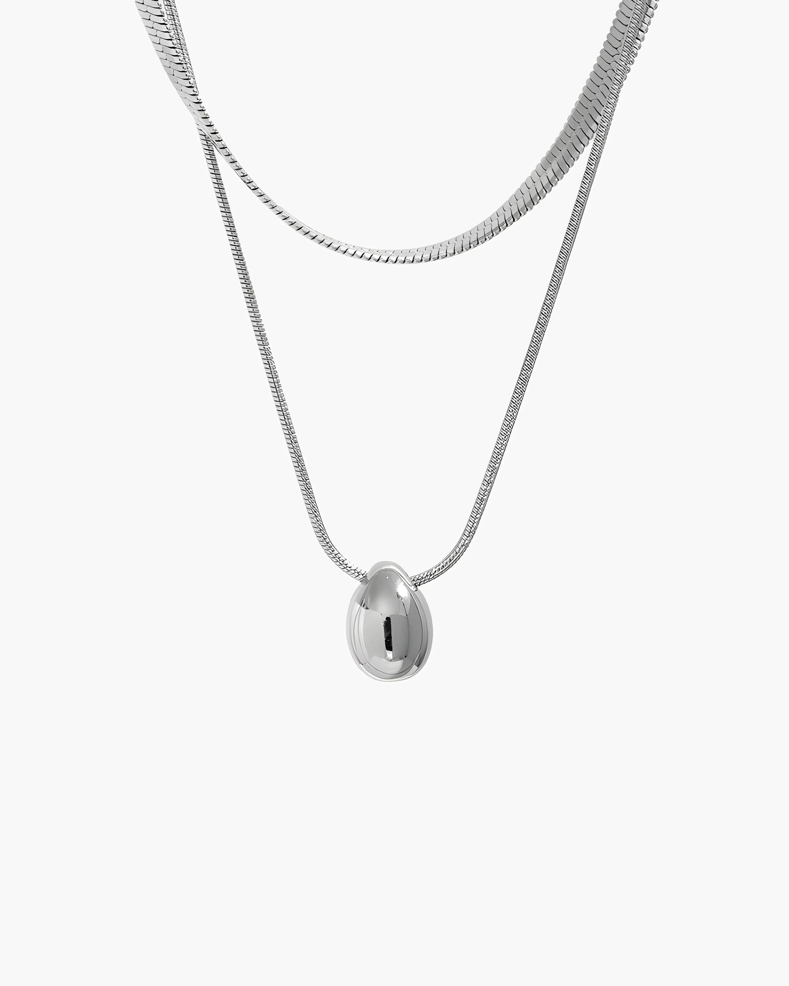 Colar Duplo Corrente Snake Esfera Oval